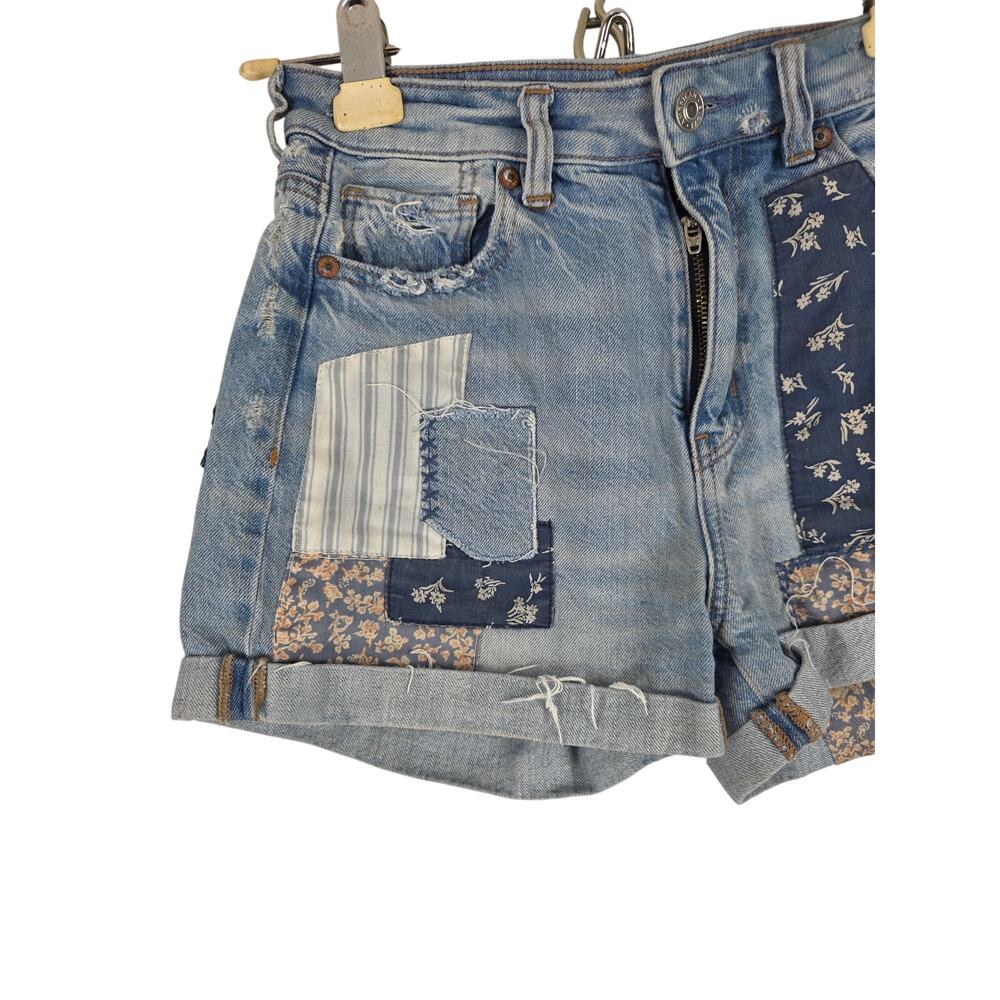 American Eagle Patchwork Mom Shorts 0 Womens Mid … - image 3